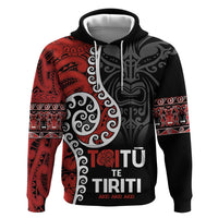 Honour The Treaty New Zealand Zip Hoodie Toitu Te Tiriti Ake!Ake!Ake! LT9 Pullover Hoodie Black - Polynesian Pride