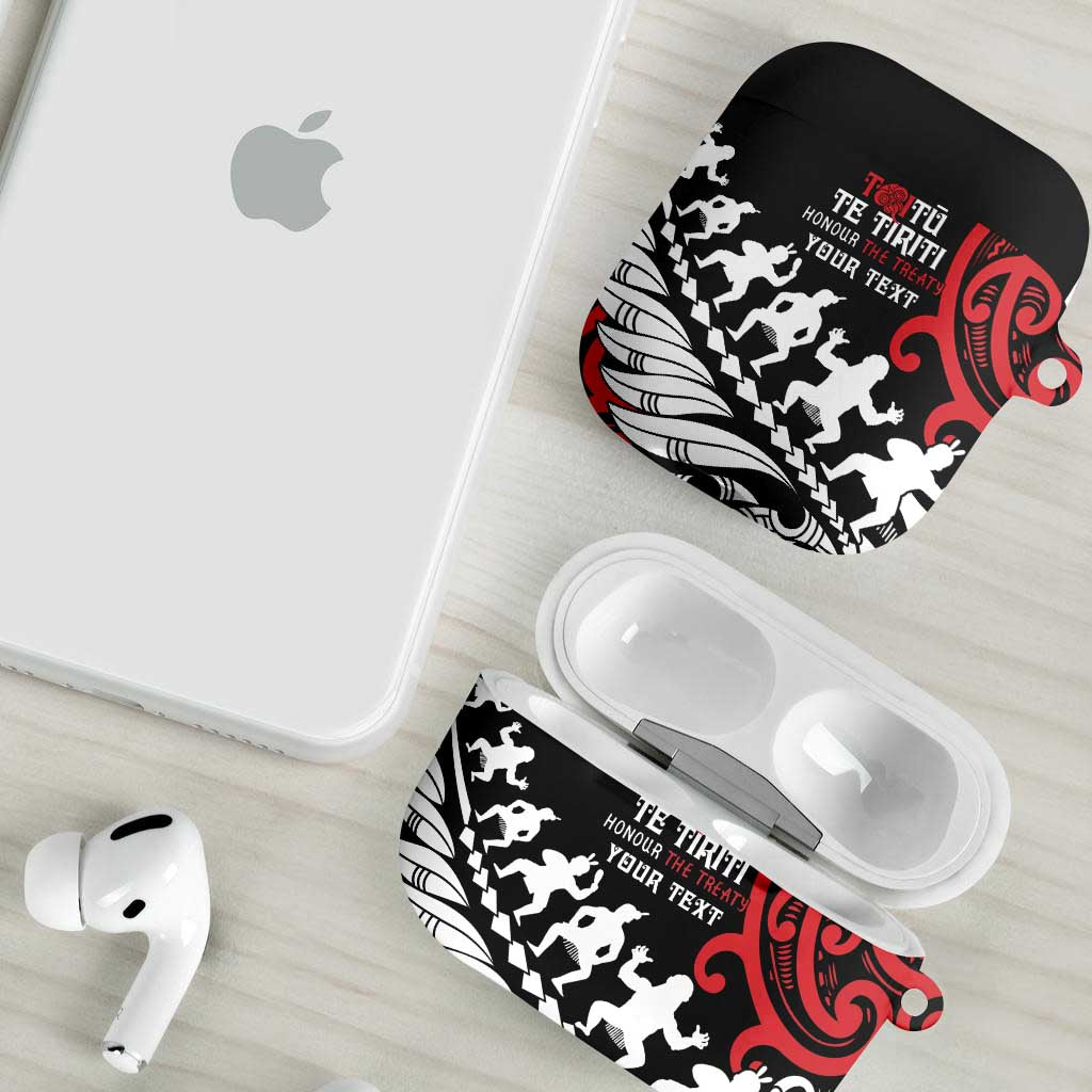 Honour The Treaty New Zealand Personalised AirPods Case Toitu Te Tiriti Half Fern Haka Dance - Polynesian Pride