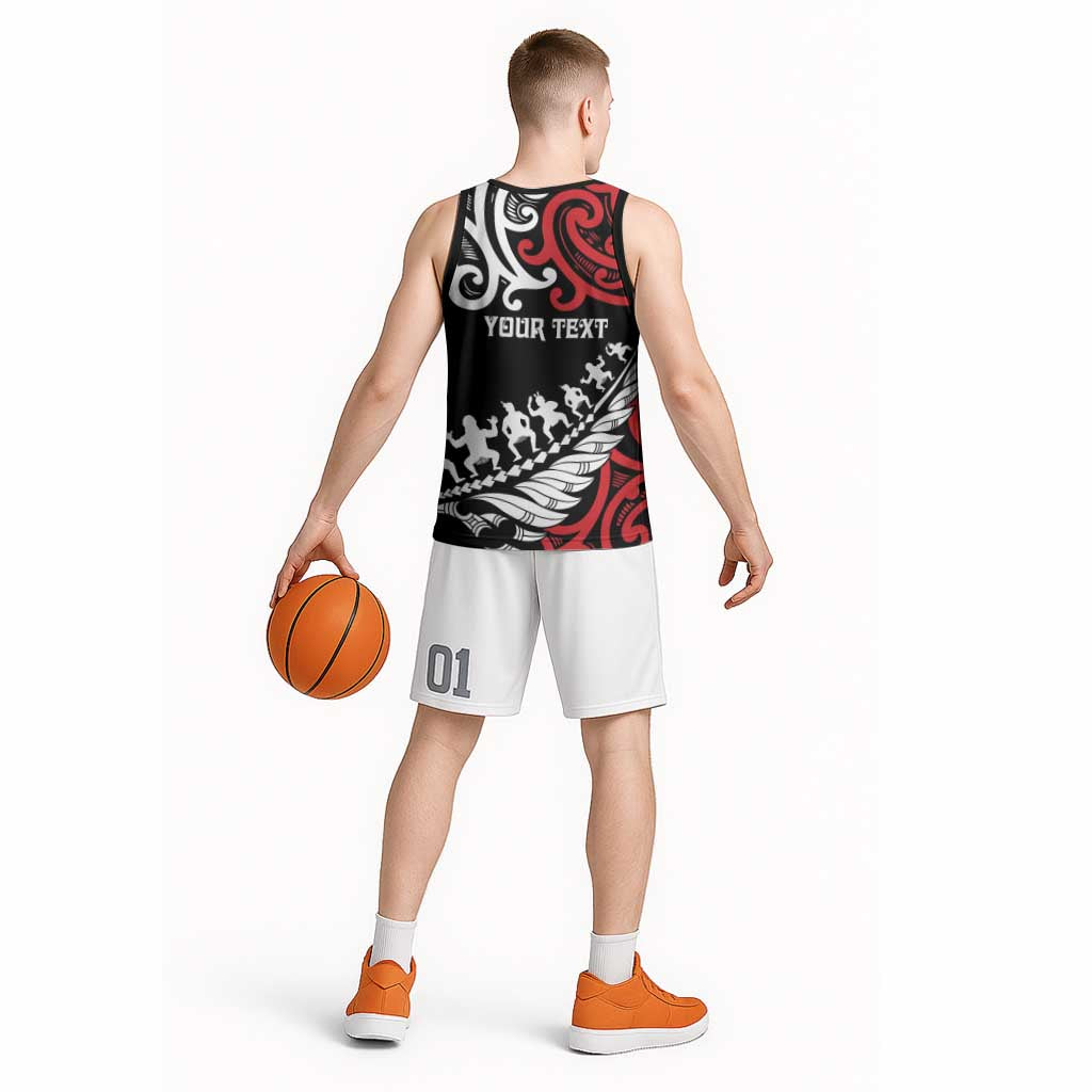 Honour The Treaty New Zealand Personalised Basketball Jersey Toitu Te Tiriti Half Fern Haka Dance - Polynesian Pride