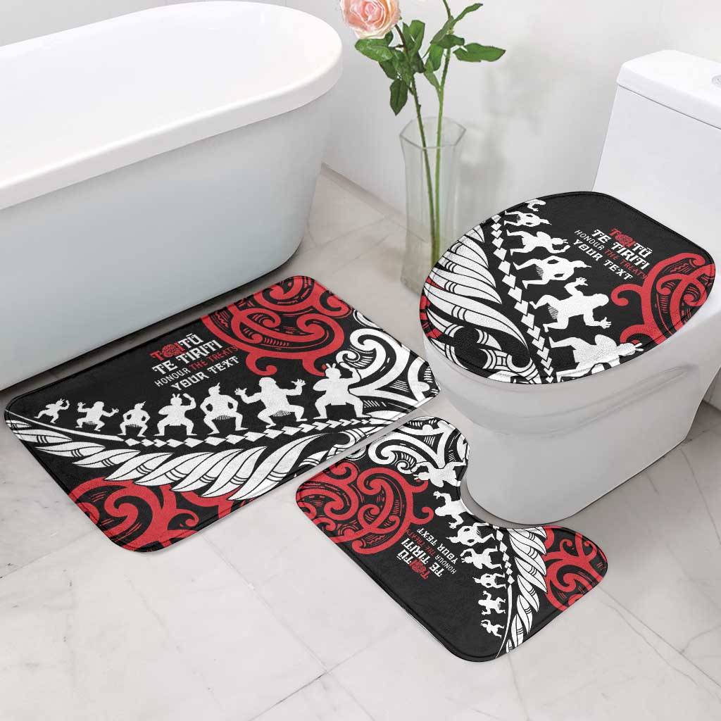 Honour The Treaty New Zealand Personalised Bathroom Set Toitu Te Tiriti Half Fern Haka Dance - Polynesian Pride