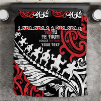Honour The Treaty New Zealand Personalised Bedding Set Toitu Te Tiriti Half Fern with Haka dance LT9 Black - Polynesian Pride