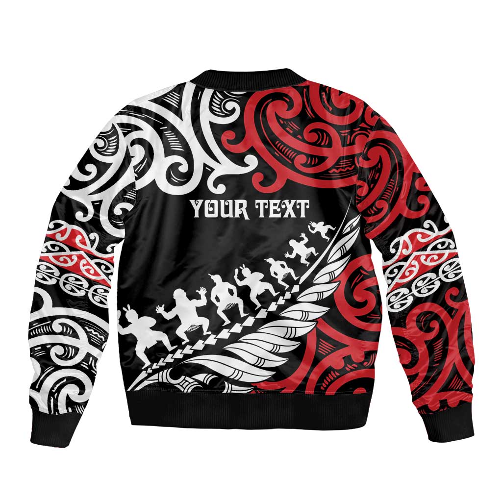 Honour The Treaty New Zealand Personalised Bomber Jacket Toitu Te Tiriti Half Fern with Haka dance LT9 - Polynesian Pride