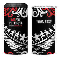 Honour The Treaty New Zealand Personalised 4 in 1 Can Cooler Tumbler Toitu Te Tiriti Half Fern with Haka dance