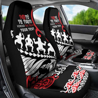 Honour The Treaty New Zealand Personalised Car Seat Cover Toitu Te Tiriti Half Fern with Haka dance LT9 - Polynesian Pride
