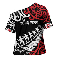 Honour The Treaty New Zealand Personalised Cross Shoulder Shirt Toitu Te Tiriti Half Fern Haka Dance - Polynesian Pride