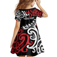 Honour The Treaty New Zealand Personalised Kid Short Sleeve Dress Toitu Te Tiriti Half Fern with Haka dance LT9 - Polynesian Pride