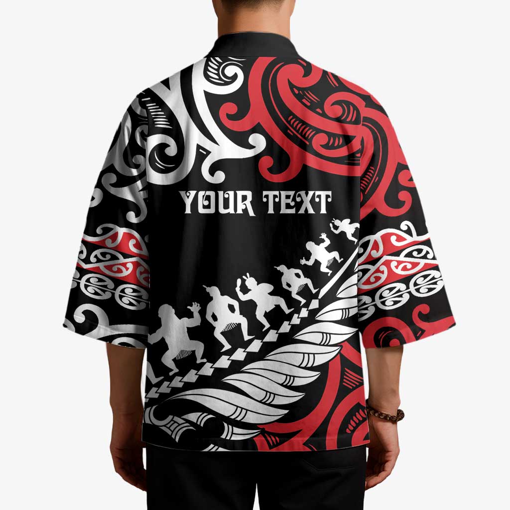 Honour The Treaty New Zealand Personalised Kimono Toitu Te Tiriti Half Fern Haka Dance - Polynesian Pride