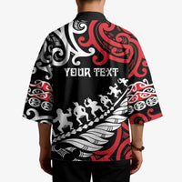 Honour The Treaty New Zealand Personalised Kimono Toitu Te Tiriti Half Fern Haka Dance - Polynesian Pride