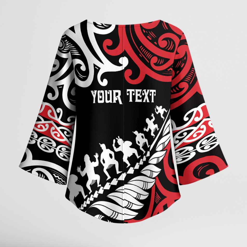 Honour The Treaty New Zealand Personalised Kimono Sleeve Blouse Toitu Te Tiriti Half Fern Haka Dance - Polynesian Pride