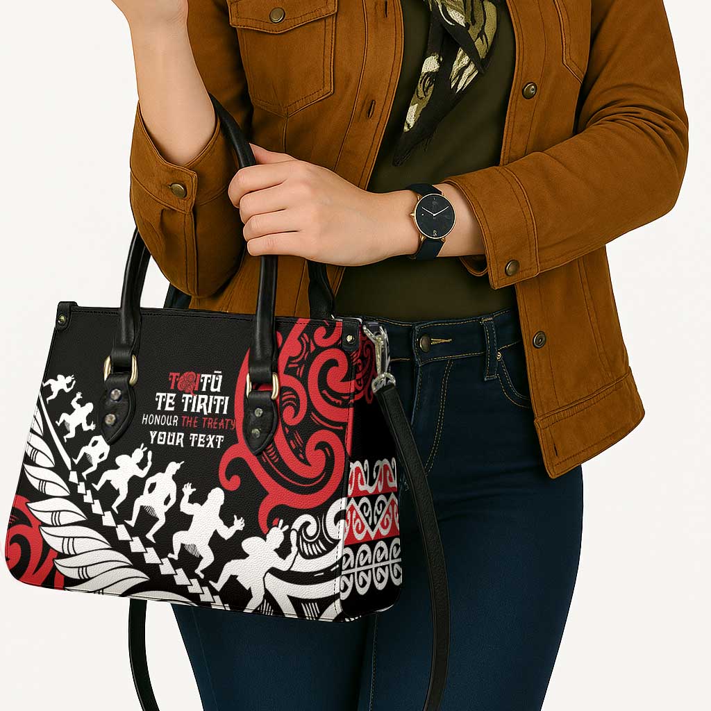 Honour The Treaty New Zealand Personalised Leather Bag Toitu Te Tiriti Half Fern Haka Dance LT9 - Polynesian Pride