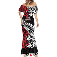 Honour The Treaty New Zealand Personalised Mermaid Dress Toitu Te Tiriti Half Fern with Haka dance LT9 - Polynesian Pride