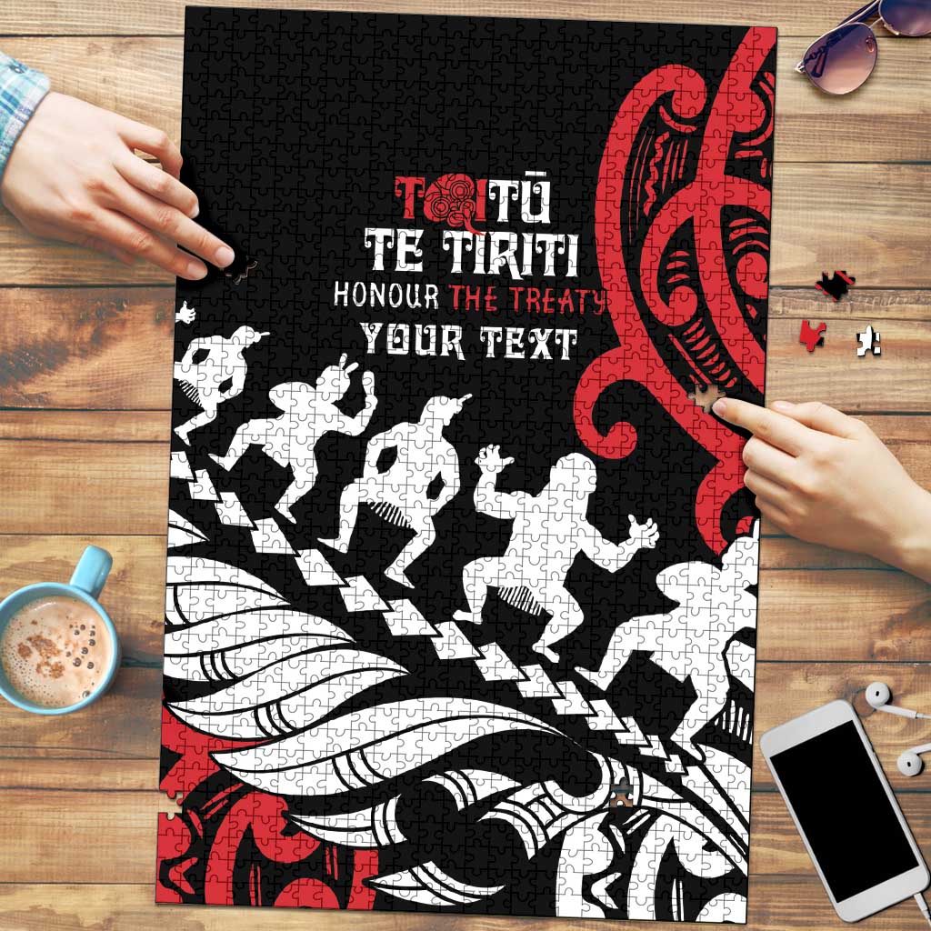 Honour The Treaty New Zealand Personalised Puzzle Toitu Te Tiriti Half Fern Haka Dance - Polynesian Pride