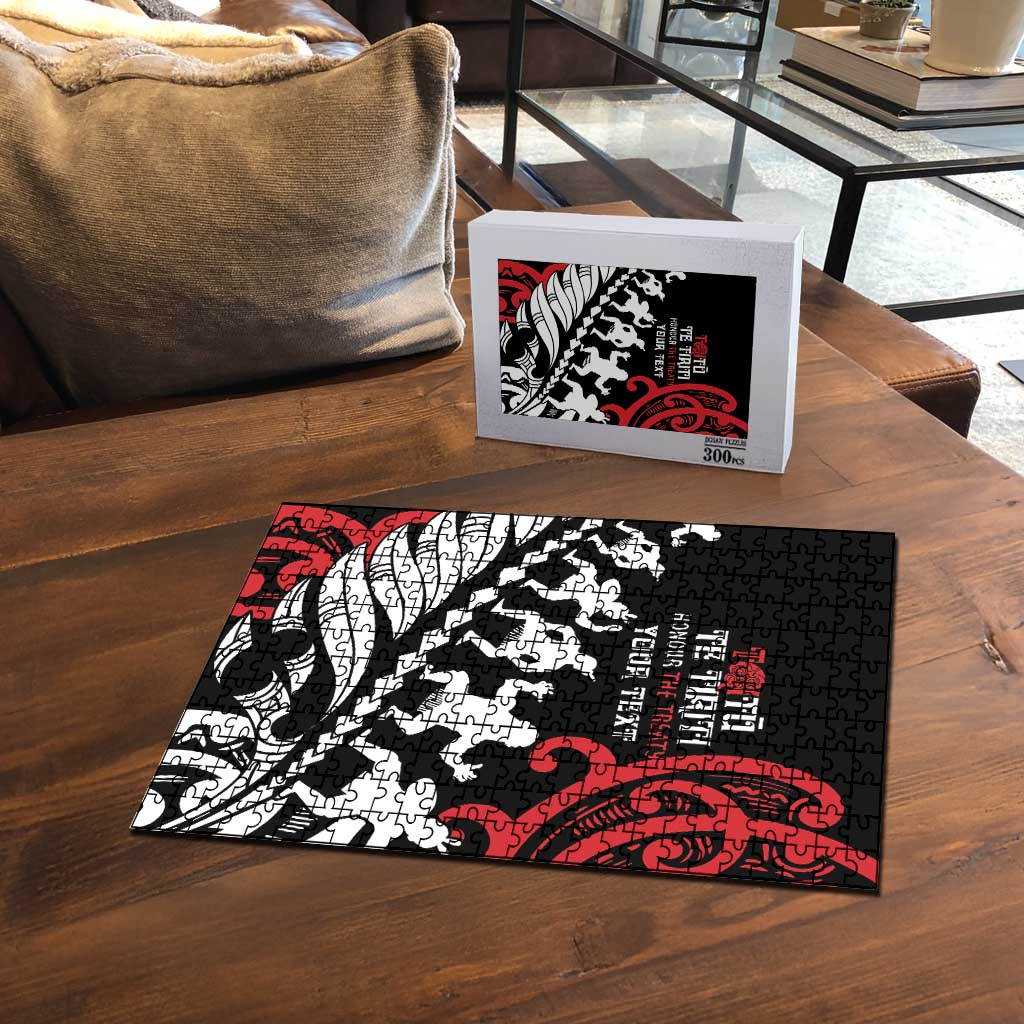 Honour The Treaty New Zealand Personalised Puzzle Toitu Te Tiriti Half Fern Haka Dance - Polynesian Pride