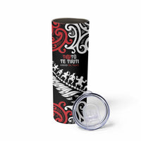 Honour The Treaty New Zealand Personalised Skinny Tumbler Toitu Te Tiriti Half Fern with Haka dance LT9 - Polynesian Pride