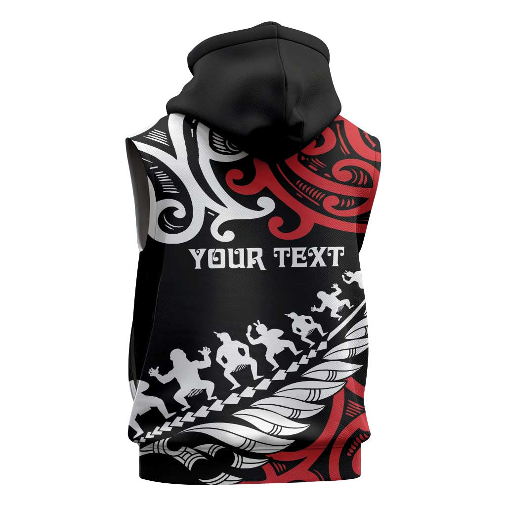 Honour The Treaty New Zealand Personalised Sleeveless Hoodie Toitu Te Tiriti Half Fern Haka Dance - Polynesian Pride
