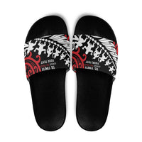 Honour The Treaty New Zealand Personalised Slide Sandals Toitu Te Tiriti Half Fern Haka Dance - Polynesian Pride