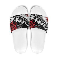 Honour The Treaty New Zealand Personalised Slide Sandals Toitu Te Tiriti Half Fern Haka Dance - Polynesian Pride