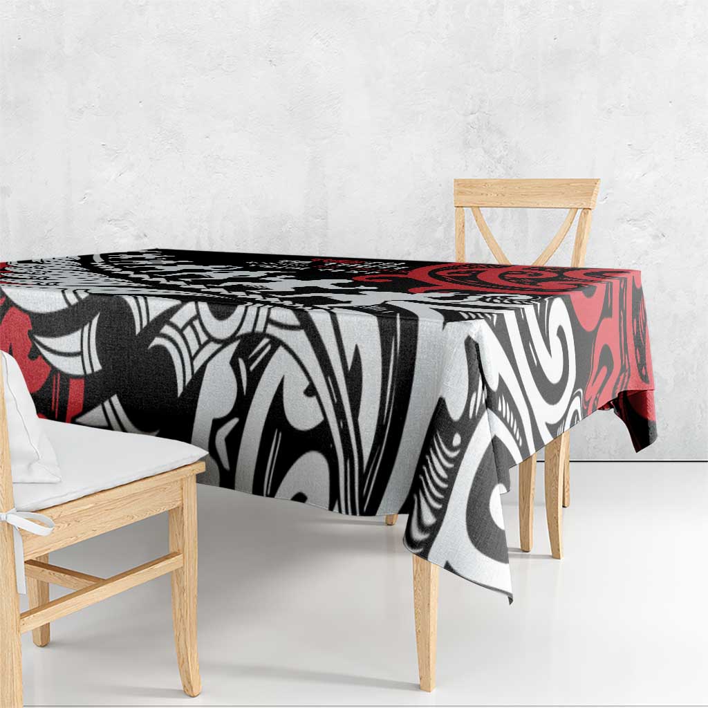 Honour The Treaty New Zealand Personalised Tablecloth Toitu Te Tiriti Half Fern with Haka dance
