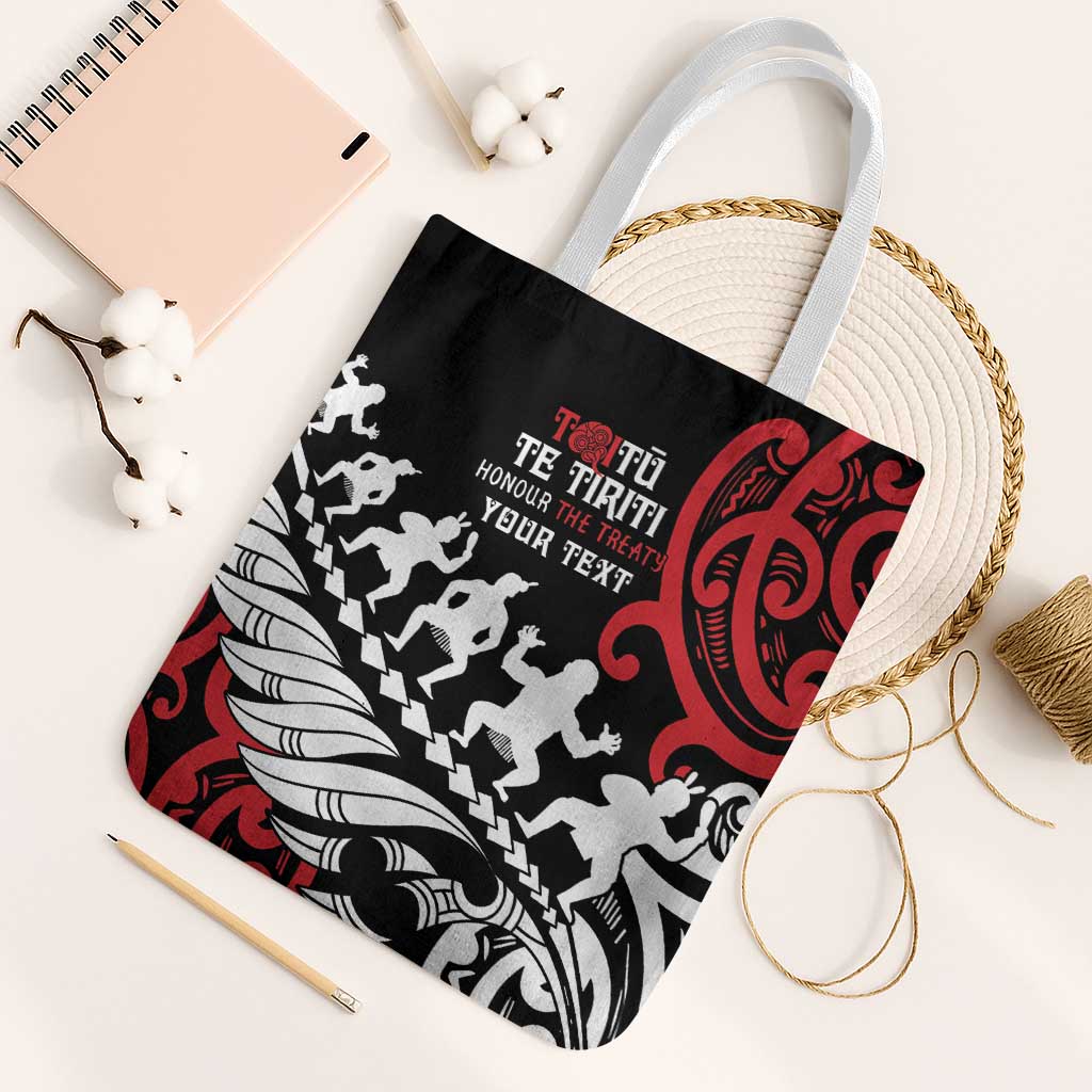 Honour The Treaty New Zealand Personalised Tote Bag Toitu Te Tiriti Half Fern Haka Dance - Polynesian Pride