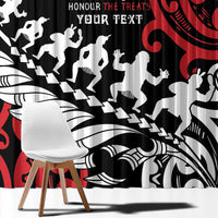 Honour The Treaty New Zealand Personalised Window Curtain Toitu Te Tiriti Half Fern with Haka dance LT9 - Polynesian Pride
