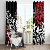 Honour The Treaty New Zealand Personalised Window Curtain Toitu Te Tiriti Half Fern with Haka dance LT9 - Polynesian Pride