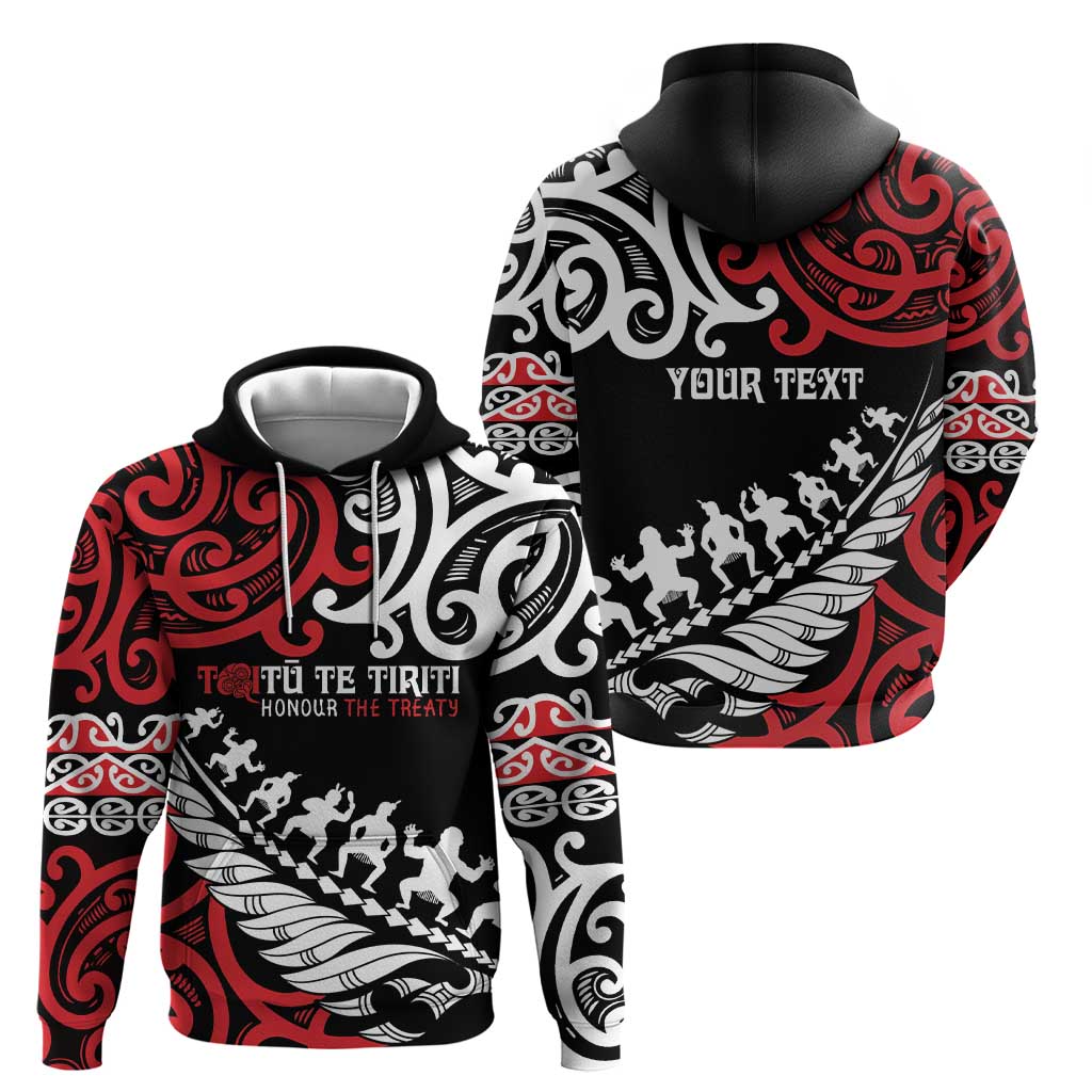 Honour The Treaty New Zealand Personalised Zip Hoodie Toitu Te Tiriti Half Fern with Haka dance LT9 - Polynesian Pride