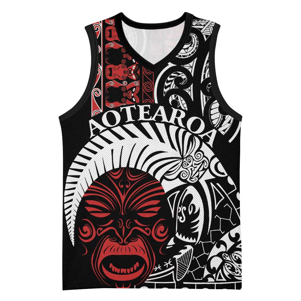 Honour The Treaty New Zealand Personalised Basketball Jersey Toitu Te Tiriti Indigenous Maori Face - Polynesian Pride