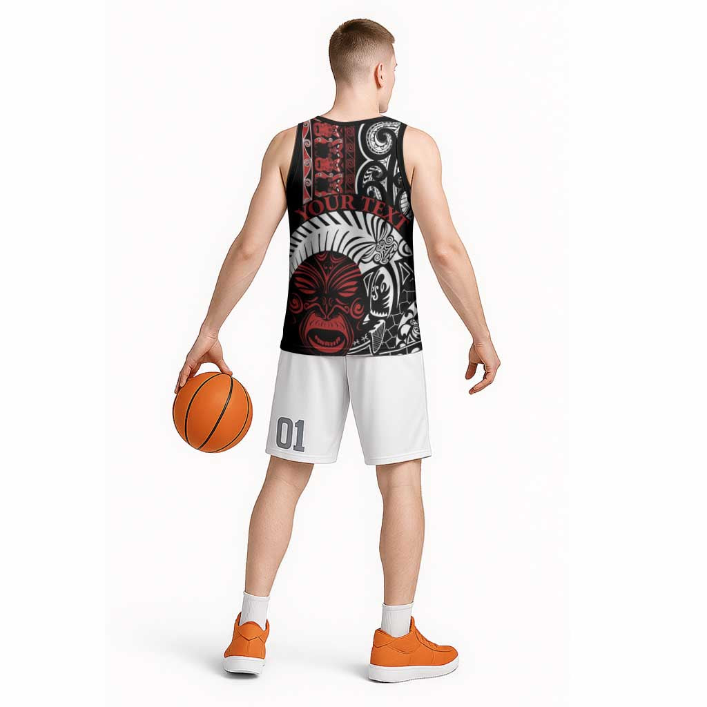 Honour The Treaty New Zealand Personalised Basketball Jersey Toitu Te Tiriti Indigenous Maori Face - Polynesian Pride