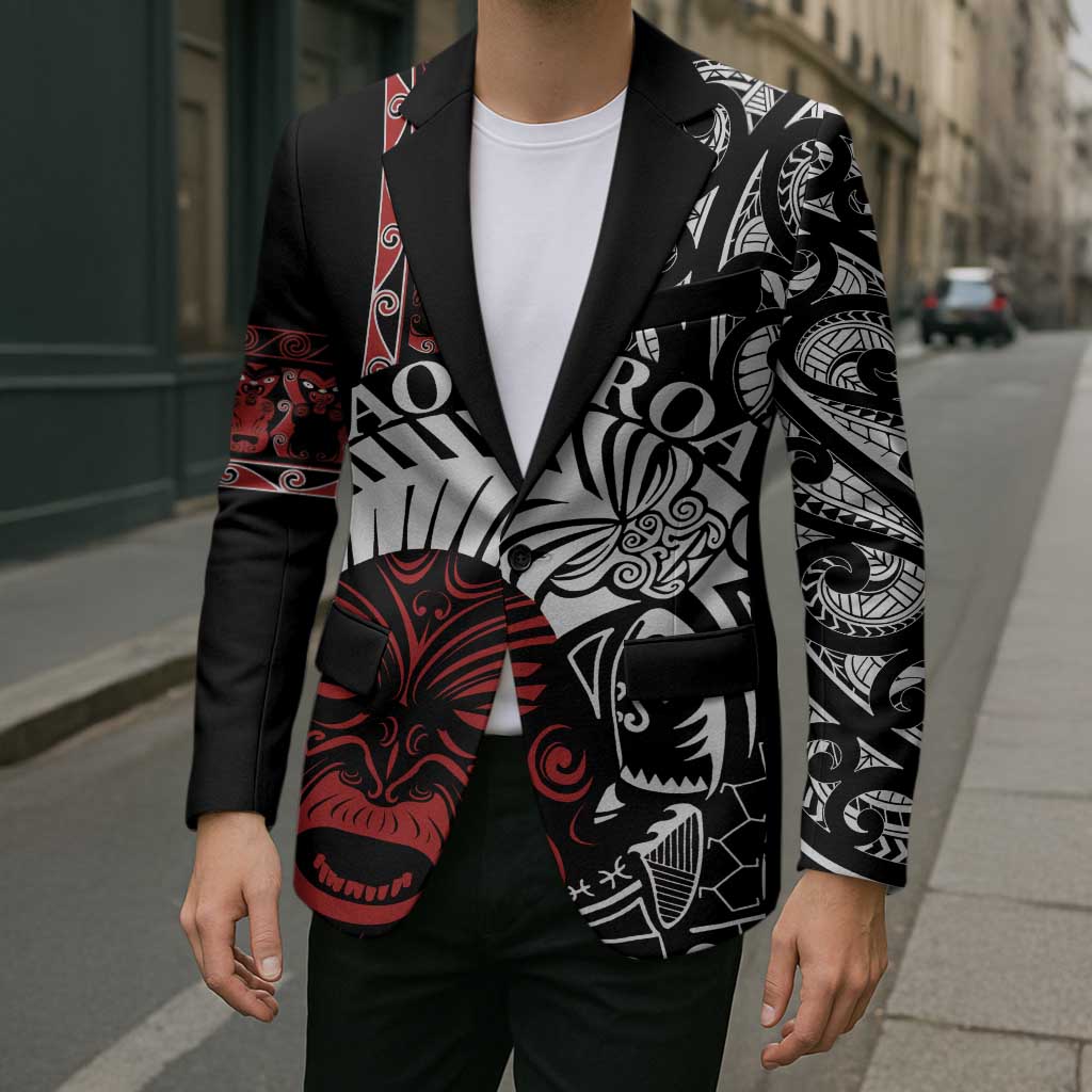 Honour The Treaty New Zealand Personalised Blazer Toitu Te Tiriti Indigenous Maori Face - Polynesian Pride