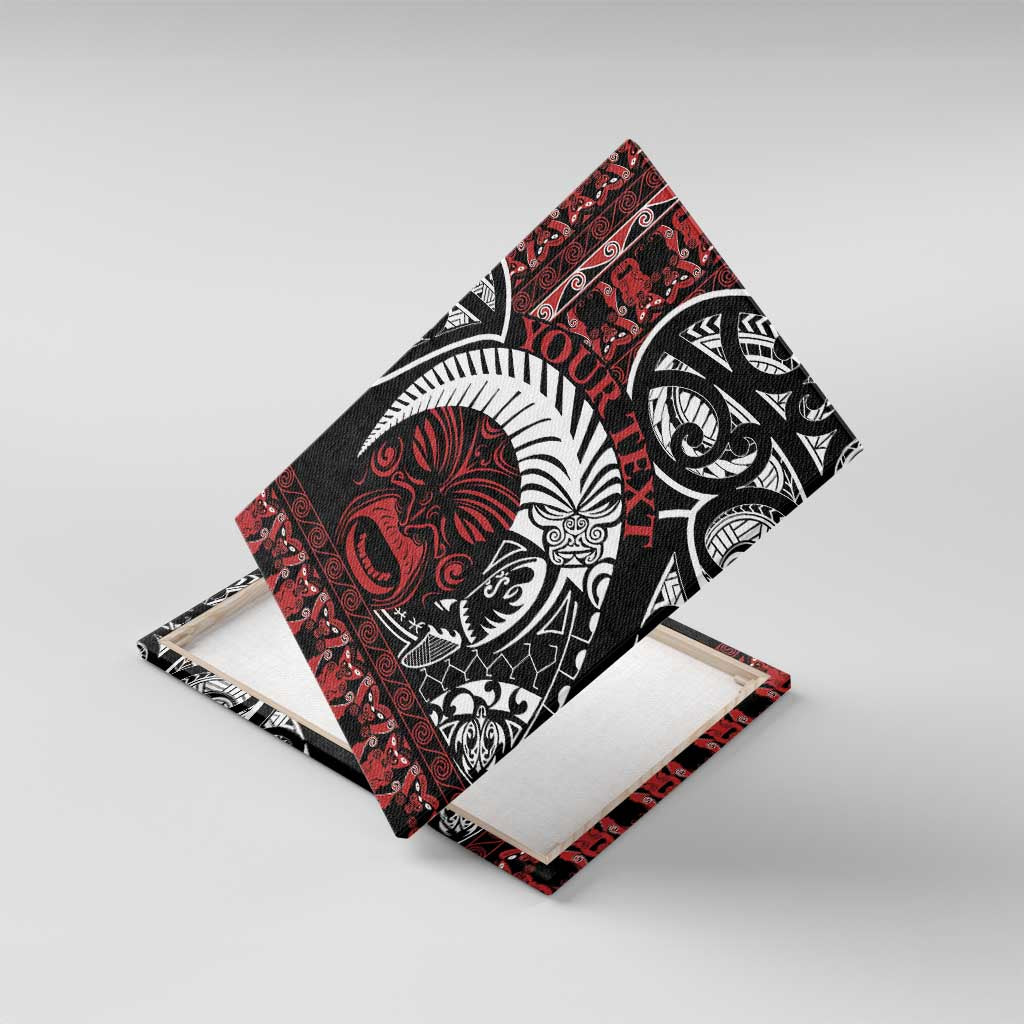 Honour The Treaty New Zealand Personalised Canvas Wall Art Toitu Te Tiriti Indigenous Maori Face LT9 With Frame Black - Polynesian Pride