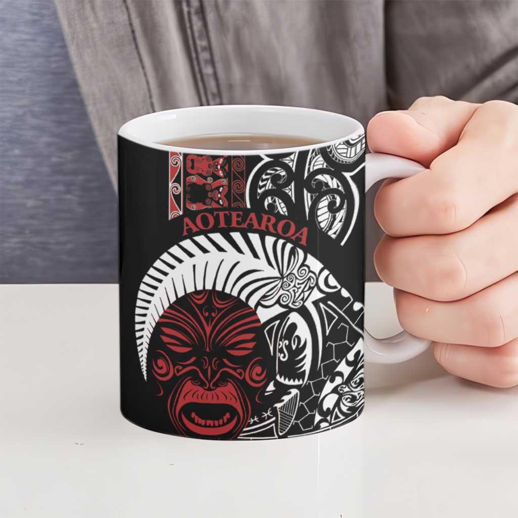 Honour The Treaty New Zealand Personalised Ceramic Mug Toitu Te Tiriti Indigenous Maori Face - Polynesian Pride