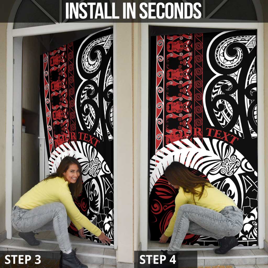 Honour The Treaty New Zealand Personalised Door Cover Toitu Te Tiriti Indigenous Maori Face - Polynesian Pride