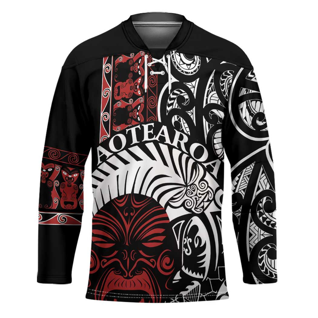 Honour The Treaty New Zealand Personalised Hockey Jersey Toitu Te Tiriti Indigenous Maori Face - Polynesian Pride