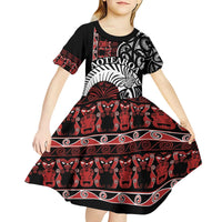 Honour The Treaty New Zealand Personalised Kid Short Sleeve Dress Toitu Te Tiriti Indigenous Maori Face