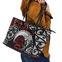 Honour The Treaty New Zealand Personalised Leather Tote Bag Toitu Te Tiriti Indigenous Maori Face LT9 - Polynesian Pride