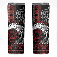 Honour The Treaty New Zealand Personalised Skinny Tumbler Toitu Te Tiriti Indigenous Maori Face LT9 Black - Polynesian Pride