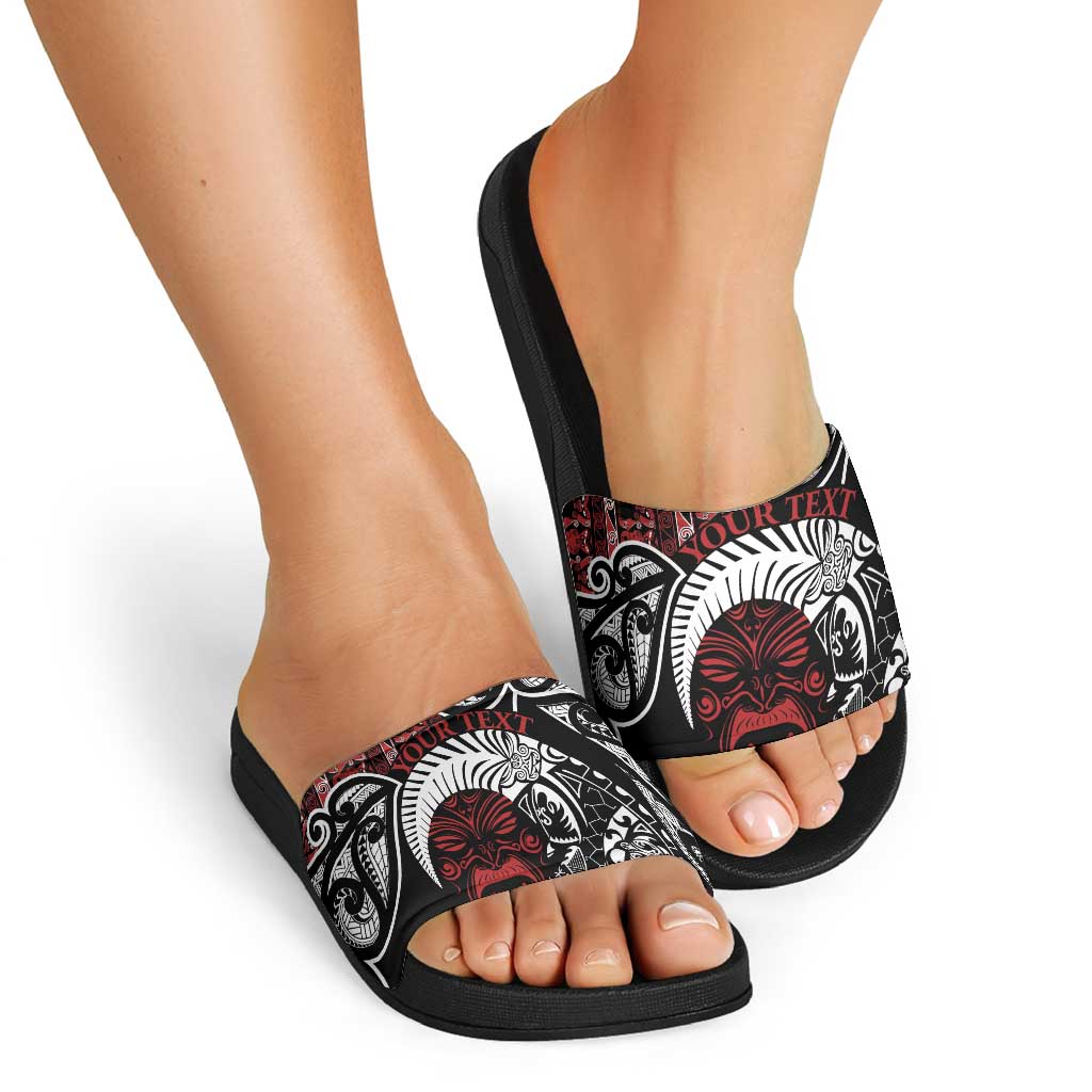 Honour The Treaty New Zealand Personalised Slide Sandals Toitu Te Tiriti Indigenous Maori Face - Polynesian Pride