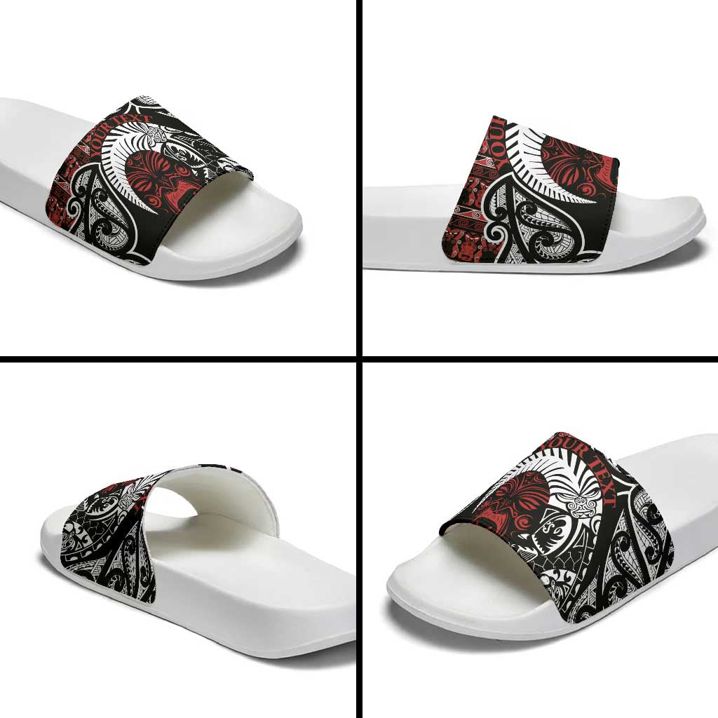 Honour The Treaty New Zealand Personalised Slide Sandals Toitu Te Tiriti Indigenous Maori Face - Polynesian Pride