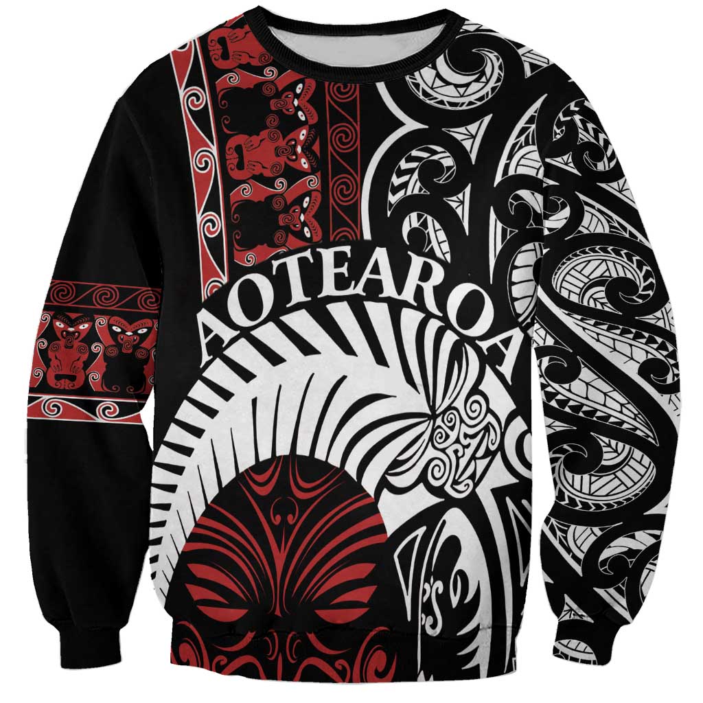 Honour The Treaty New Zealand Personalised Sweatshirt Toitu Te Tiriti Indigenous Maori Face LT9 Unisex Black - Polynesian Pride