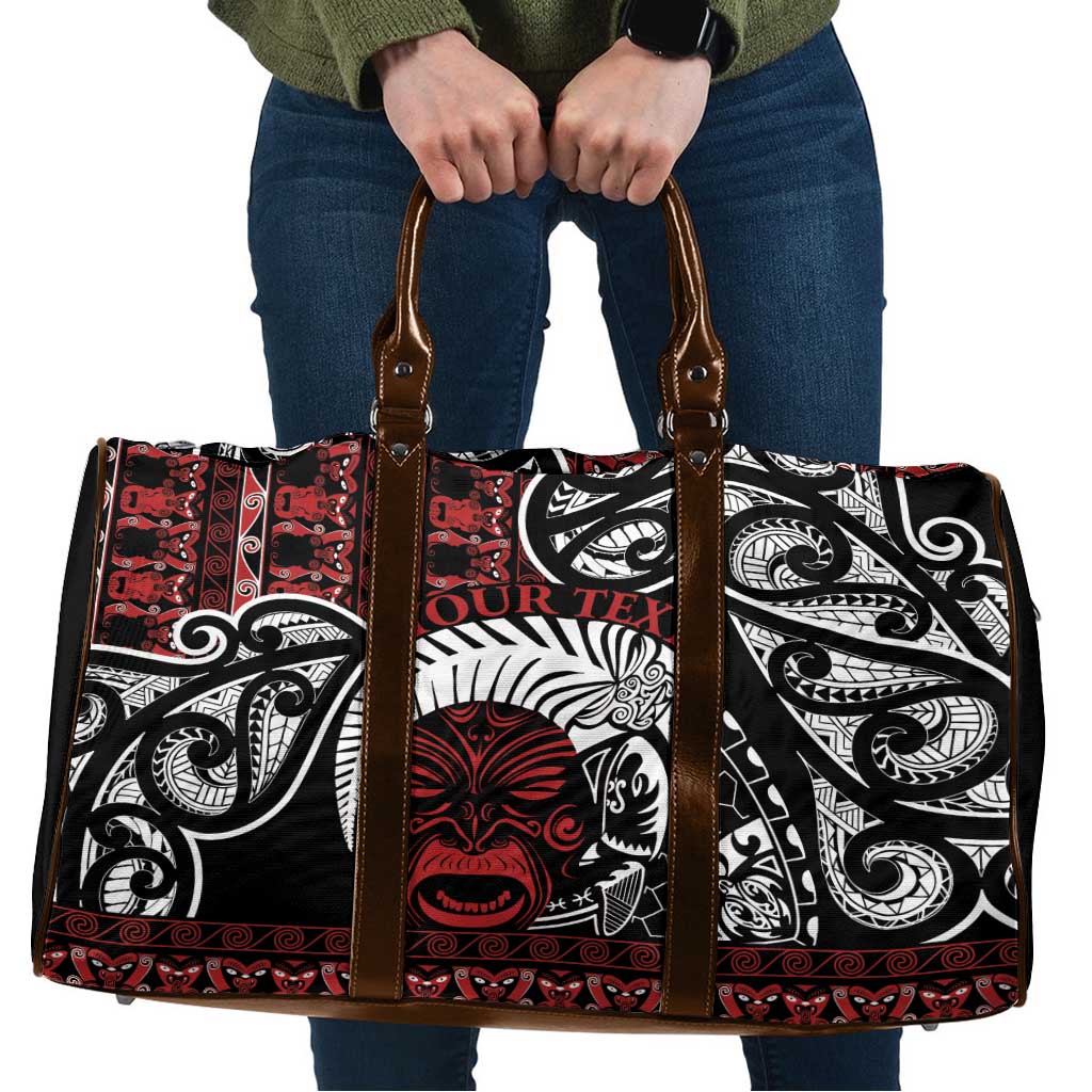 Honour The Treaty New Zealand Personalised Travel Bag Toitu Te Tiriti Indigenous Maori Face LT9 Red - Polynesian Pride