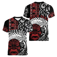 Honour The Treaty New Zealand Personalised Women V-Neck T-Shirt Toitu Te Tiriti Indigenous Maori Face LT9 - Polynesian Pride