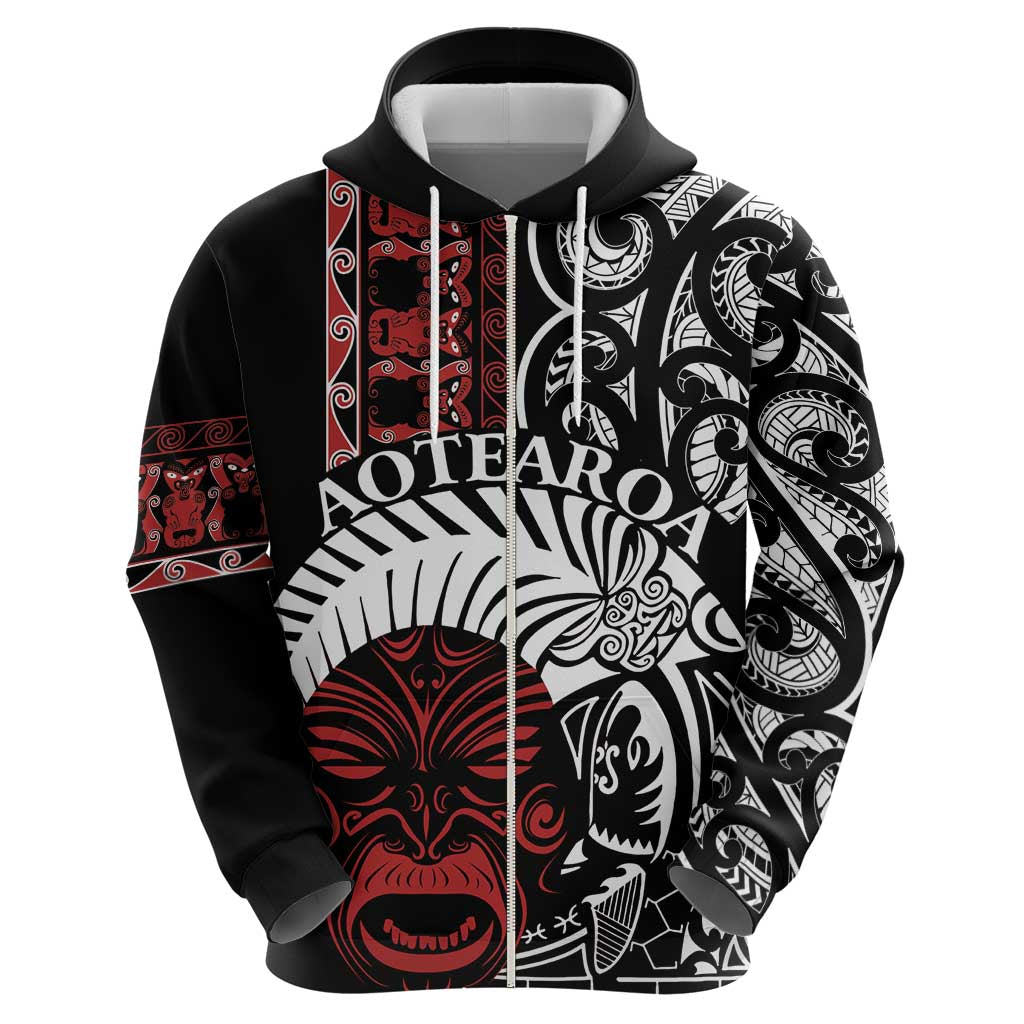 Honour The Treaty New Zealand Personalised Zip Hoodie Toitu Te Tiriti Indigenous Maori Face LT9 - Polynesian Pride