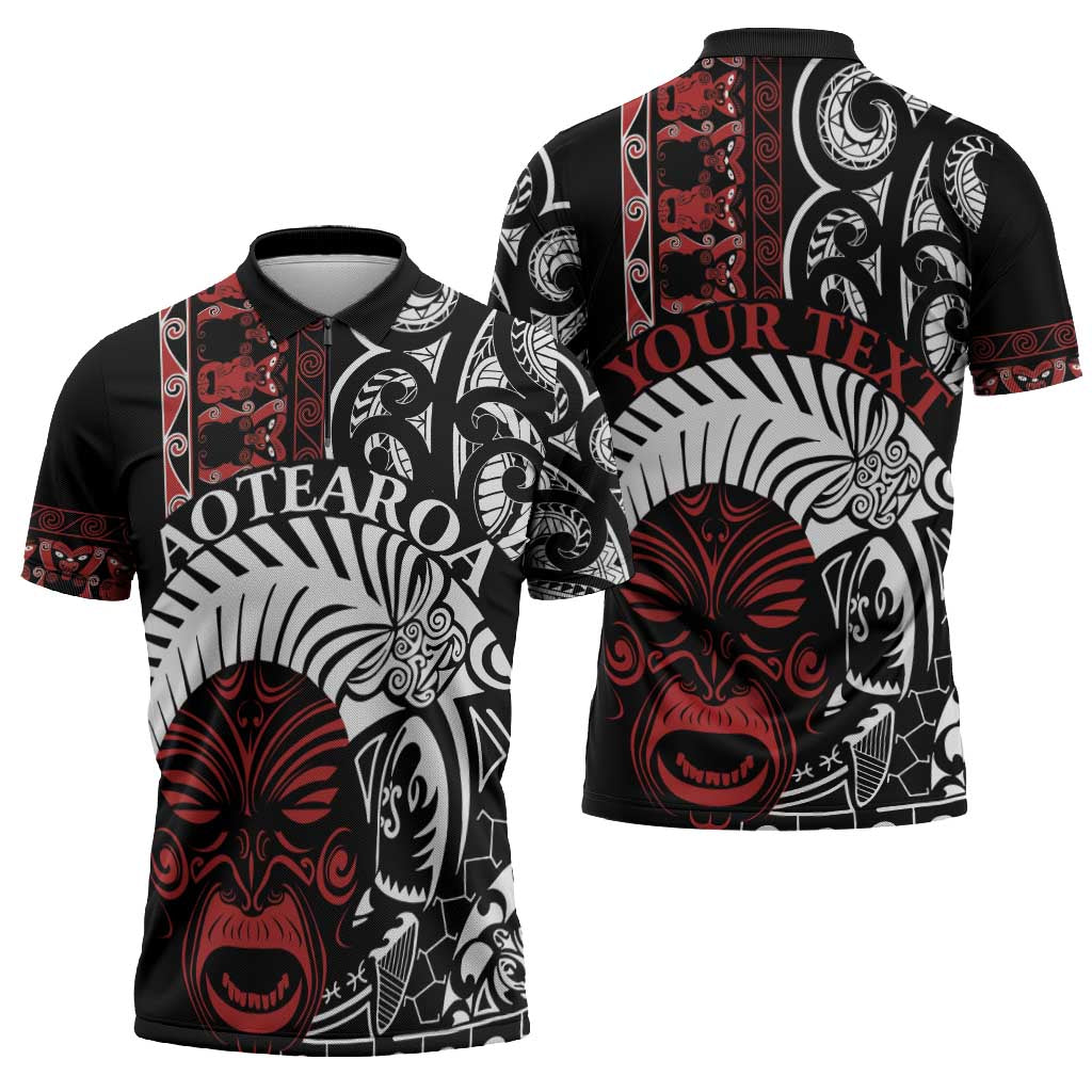 Honour The Treaty New Zealand Personalised Zipper Polo Shirt Toitu Te Tiriti Indigenous Maori Face - Polynesian Pride