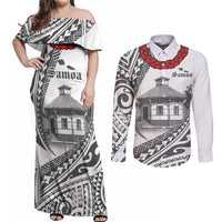 Samoa Mau Movement House Personalised Couples Matching Off Shoulder Maxi Dress and Long Sleeve Button Shirt Fa'a Samoa The Samoan Way