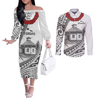 Samoa Mau Movement House Personalised Couples Matching Off The Shoulder Long Sleeve Dress and Long Sleeve Button Shirt Fa'a Samoa The Samoan Way