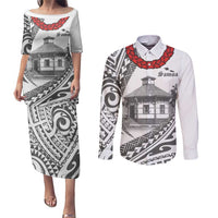 Samoa Mau Movement House Personalised Couples Matching Puletasi and Long Sleeve Button Shirt Fa'a Samoa The Samoan Way