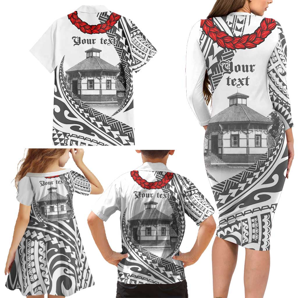 Samoa Mau Movement House Personalised Family Matching Long Sleeve Bodycon Dress and Hawaiian Shirt Fa'a Samoa The Samoan Way