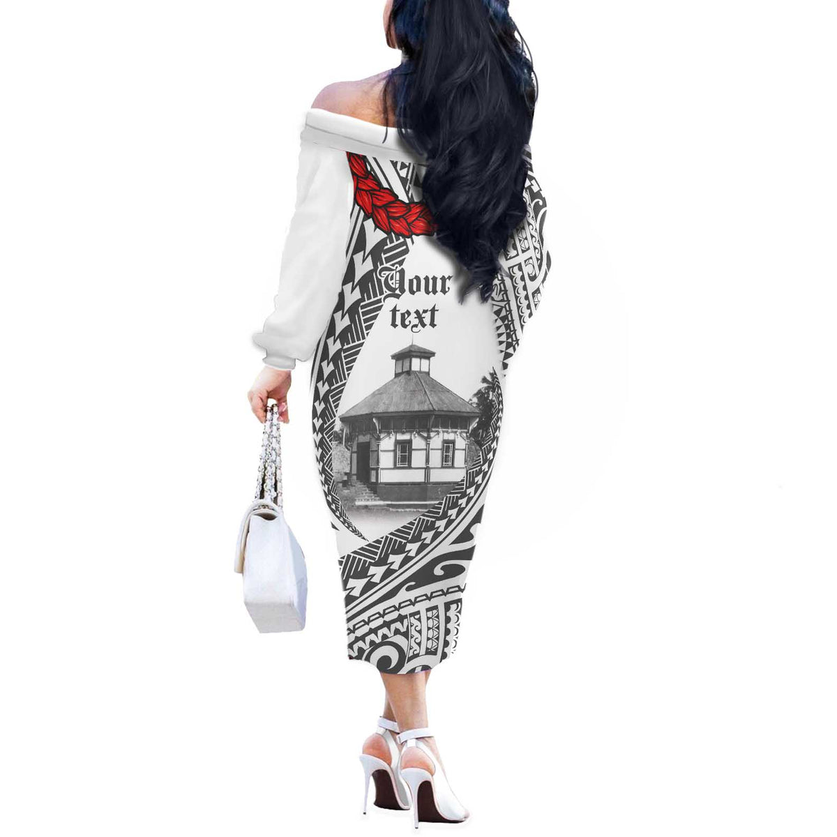 Samoa Mau Movement House Personalised Off The Shoulder Long Sleeve Dress Fa'a Samoa The Samoan Way