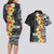 Samoa Tribal Hibiscus Flowers Couples Matching Long Sleeve Bodycon Dress and Hawaiian Shirt