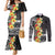 Samoa Tribal Hibiscus Flowers Couples Matching Mermaid Dress and Long Sleeve Button Shirt